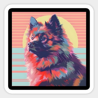 70s Keeshond Vibes: Pastel Pup Parade Sticker